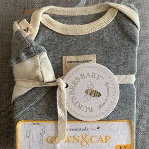 Burt's Bees Baby Gown & Cap - NWT!